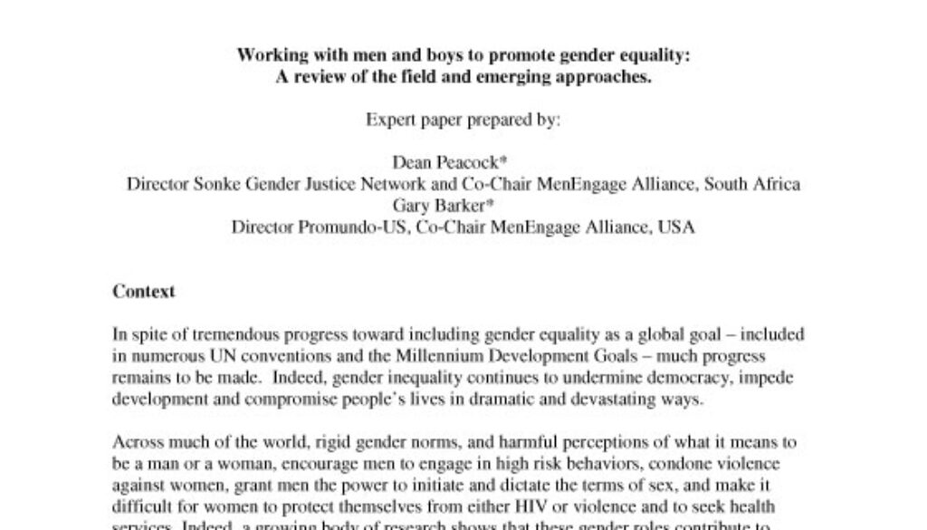 Working with men and boys to promote gender equality