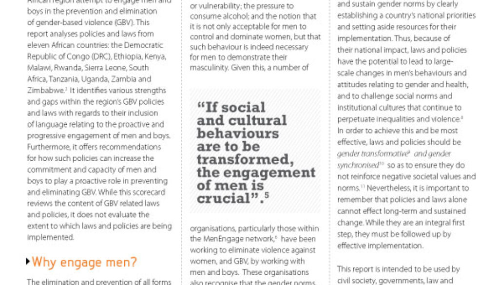 Scorecard on GBV Laws and Policies