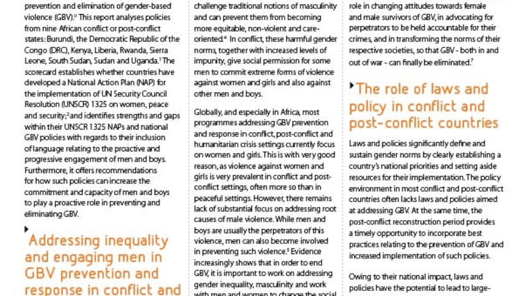 Scorecard on Gender-Based Violence Policies in Conflict & Post-Conflict Settings in Africa