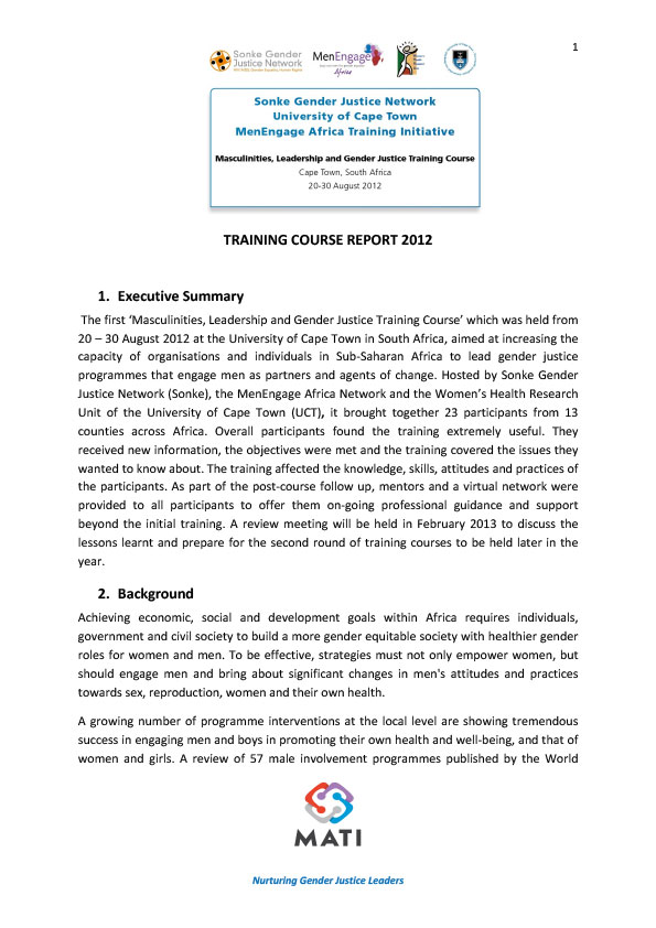 MATI Training Course Report 2012