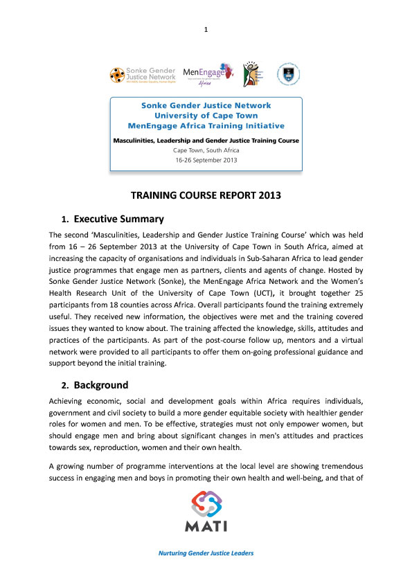 MATI Training Course Report 2013