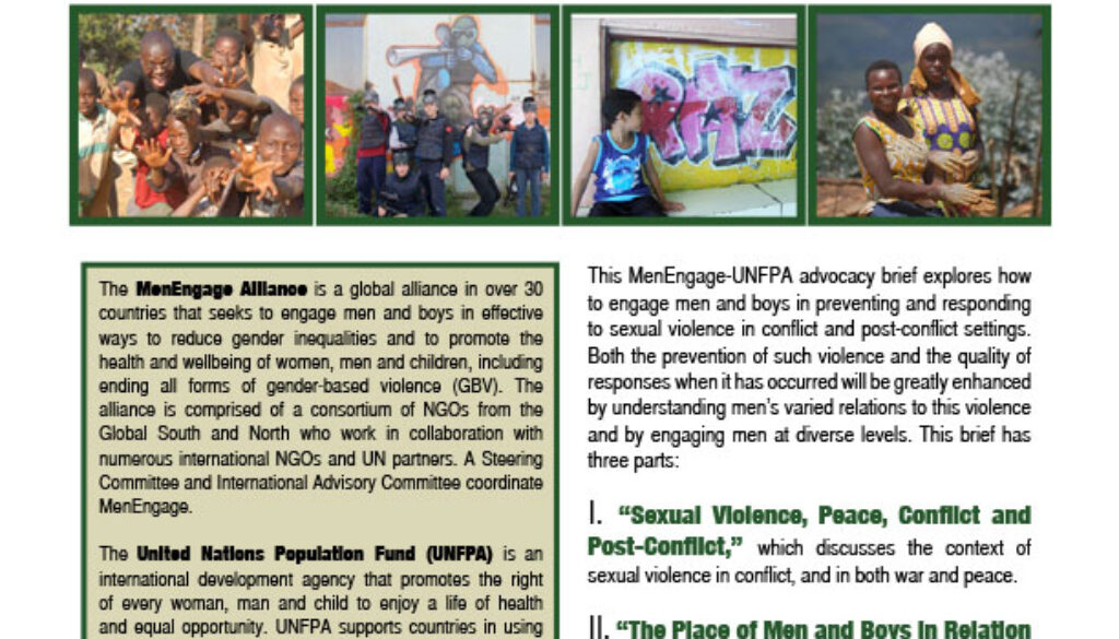 Sexual Violence in Conflict and Post Conflict: Engaging Men and Boys