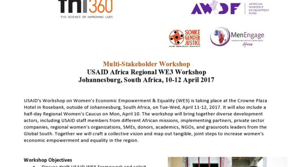 Sonke and MenEngage Africa support USAID’s workshop on Women’s Economic Empowerment & Equality
