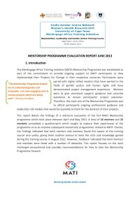 MATI Mentorship Programme Evaluation Report June 2013